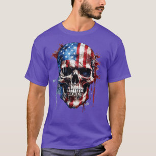 Camiseta Esqueleto Patriótico Skull Estados Unidos 4 De Jul