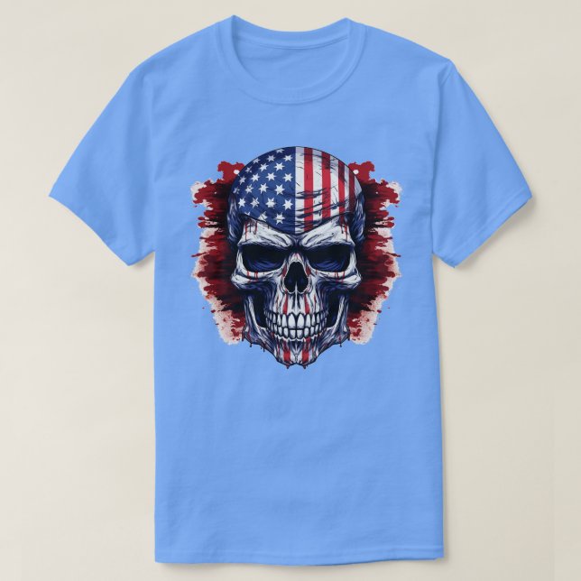 Camiseta Esqueleto Patriótico Skull Estados Unidos 4 De Jul (Diseño del anverso)