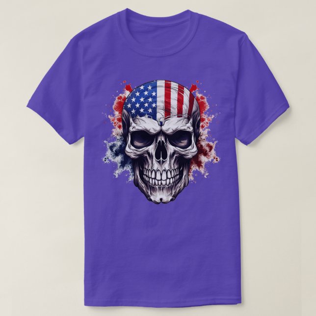 Camiseta Esqueleto Patriótico Skull Estados Unidos 4 De Jul (Diseño del anverso)