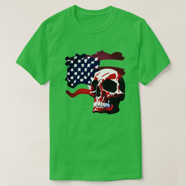 Camiseta Esqueleto Patriótico Skull Estados Unidos 4 De Jul (Diseño del anverso)