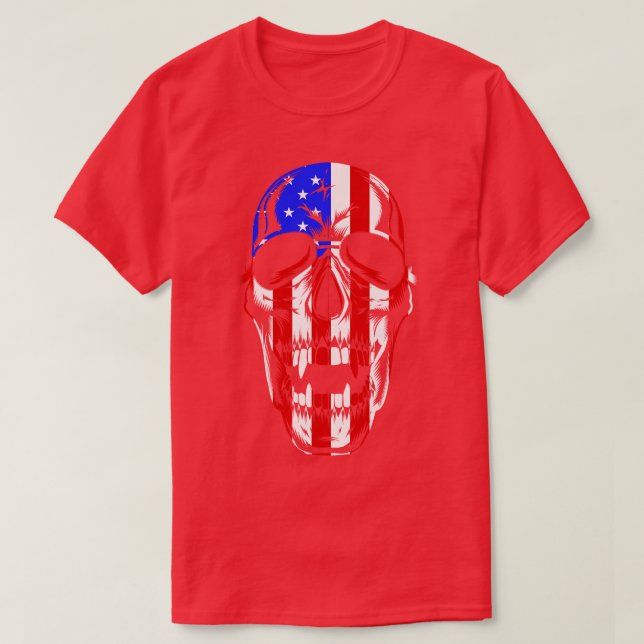 Camiseta Esqueleto Patriótico Skull Estados Unidos 4 De Jul (Diseño del anverso)
