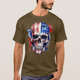 Camiseta Esqueleto Patriótico Skull Estados Unidos 4 De Jul
