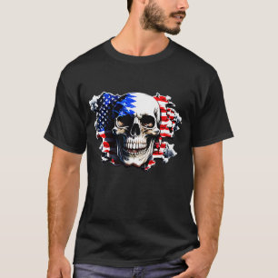 Camiseta Esqueleto Patriótico Skull Estados Unidos 4 De Jul