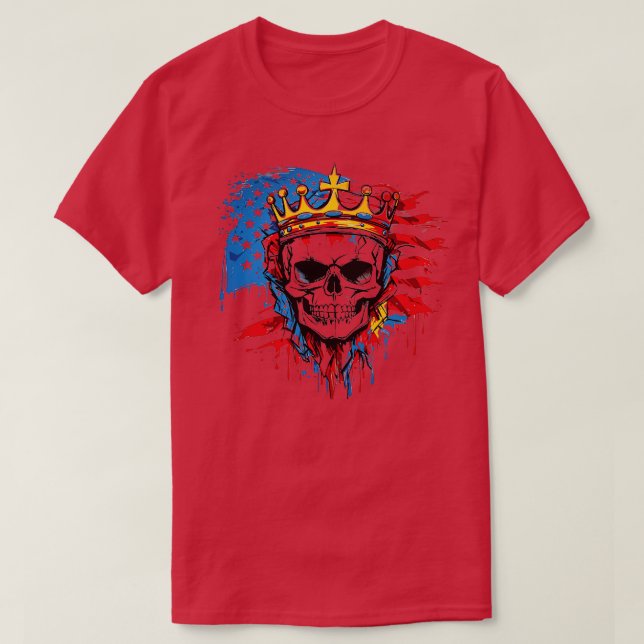 Camiseta Esqueleto Patriótico Skull Estados Unidos 4 De Jul (Diseño del anverso)