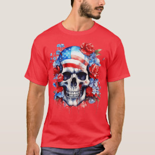 Camiseta Esqueleto Patriótico Skull Estados Unidos 4 De Jul