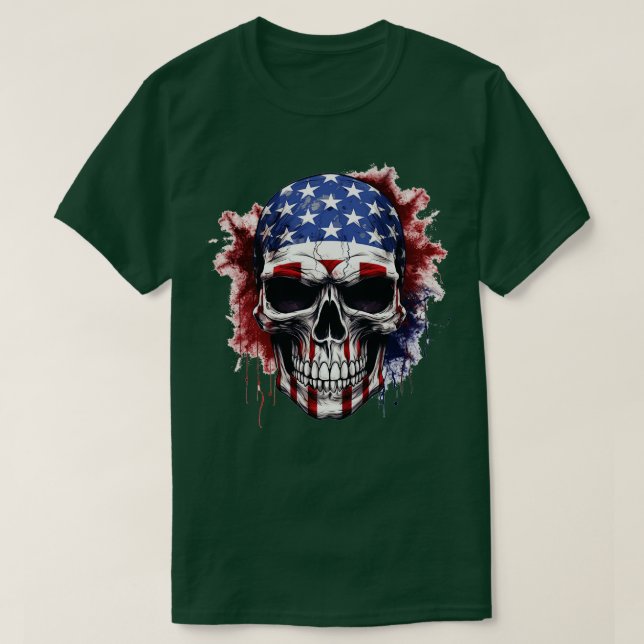 Camiseta Esqueleto Patriótico Skull Estados Unidos 4 De Jul (Diseño del anverso)