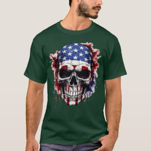 Camiseta Esqueleto Patriótico Skull Estados Unidos 4 De Jul