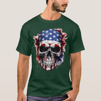 Camiseta Esqueleto Patriótico Skull Estados Unidos 4 De Jul