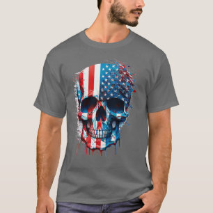 Camiseta Esqueleto Patriótico Skull Estados Unidos 4 De Jul