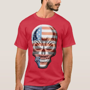 Camiseta Esqueleto Patriótico Skull Estados Unidos 4 De Jul