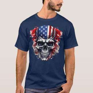 Camiseta Esqueleto Patriótico Skull Estados Unidos 4 De Jul