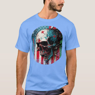 Camiseta Esqueleto Patriótico Skull Estados Unidos 4 De Jul