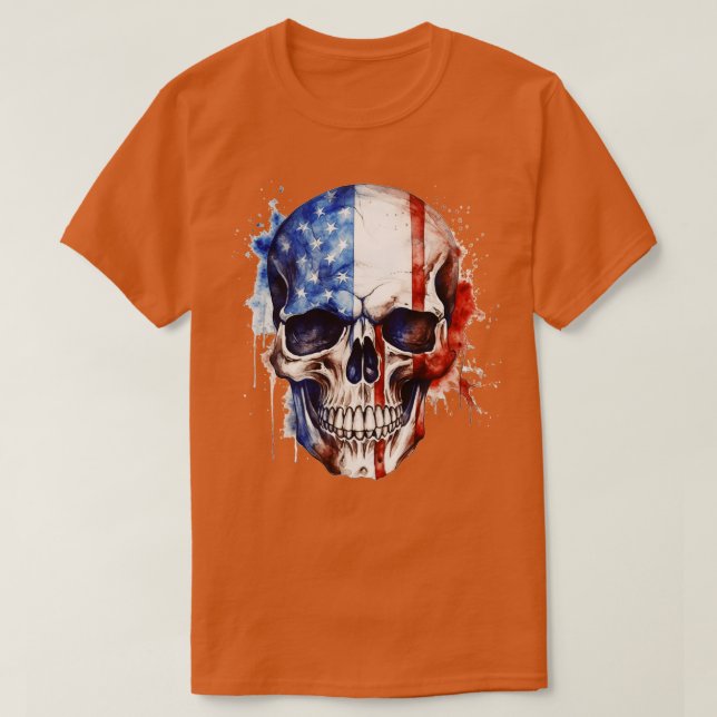 Camiseta Esqueleto Patriótico Skull Estados Unidos 4 De Jul (Diseño del anverso)