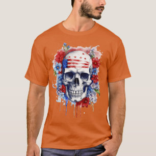 Camiseta Esqueleto Patriótico Skull Estados Unidos 4 De Jul