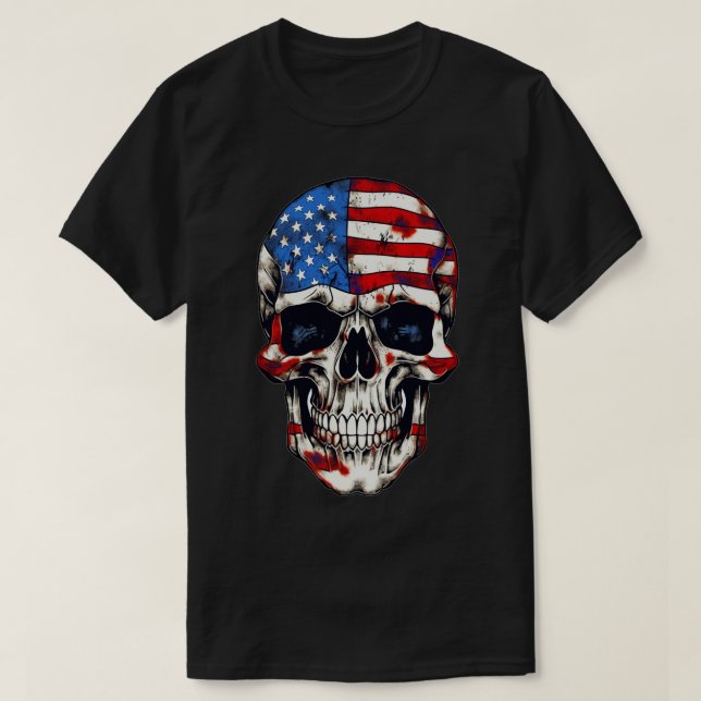 Camiseta Esqueleto Patriótico Skull Estados Unidos 4 De Jul (Diseño del anverso)