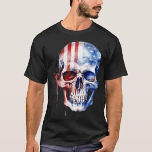 Camiseta Esqueleto Patriótico Skull Estados Unidos 4 De Jul