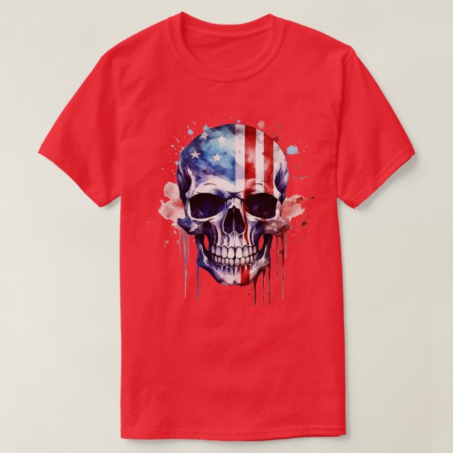 Camiseta Esqueleto Patriótico Skull Estados Unidos 4 De Jul (Diseño del anverso)