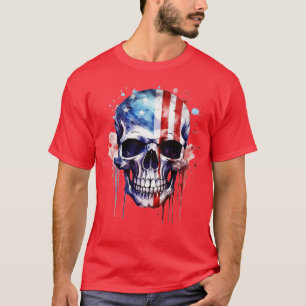 Camiseta Esqueleto Patriótico Skull Estados Unidos 4 De Jul