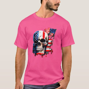 Camiseta Esqueleto Patriótico Skull Estados Unidos 4 De Jul