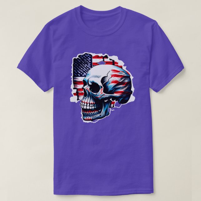 Camiseta Esqueleto Patriótico Skull Estados Unidos 4 De Jul (Diseño del anverso)