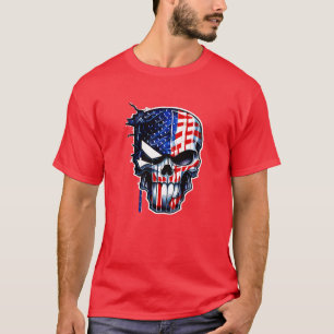 Camiseta Esqueleto Patriótico Skull Estados Unidos 4 De Jul