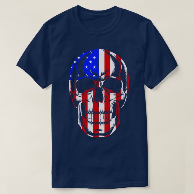 Camiseta Esqueleto Patriótico Skull Estados Unidos 4 De Jul (Diseño del anverso)