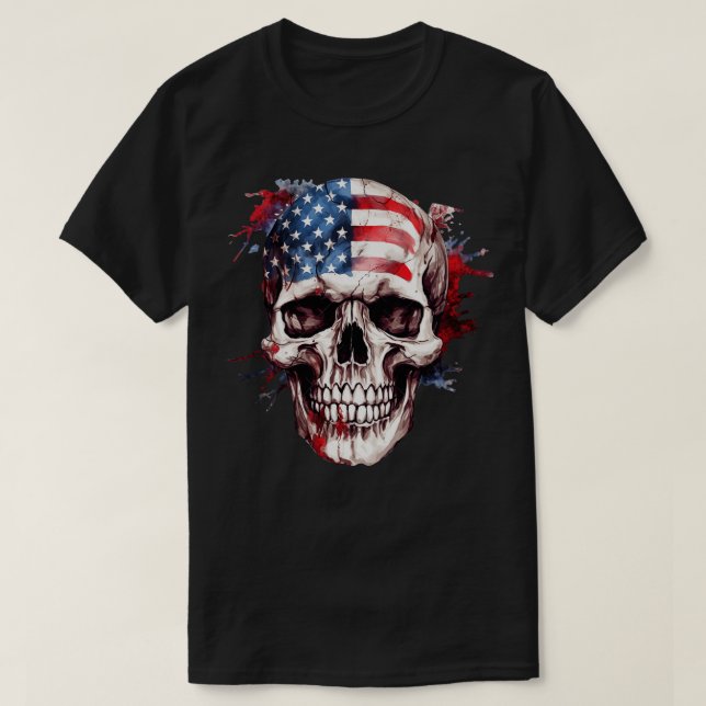 Camiseta Esqueleto Patriótico Skull Estados Unidos 4 De Jul (Diseño del anverso)