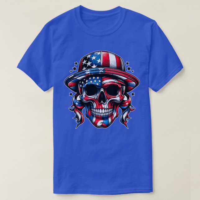 Camiseta Esqueleto Patriótico Skull Estados Unidos 4 De Jul (Diseño del anverso)