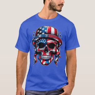 Camiseta Esqueleto Patriótico Skull Estados Unidos 4 De Jul