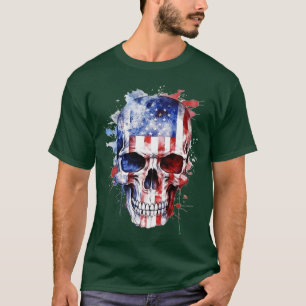 Camiseta Esqueleto Patriótico Skull Estados Unidos 4 De Jul