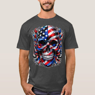 Camiseta Esqueleto Patriótico Skull Estados Unidos 4 De Jul