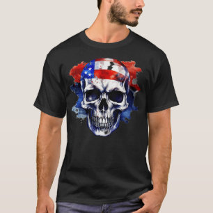 Camiseta Esqueleto Patriótico Skull Estados Unidos 4 De Jul