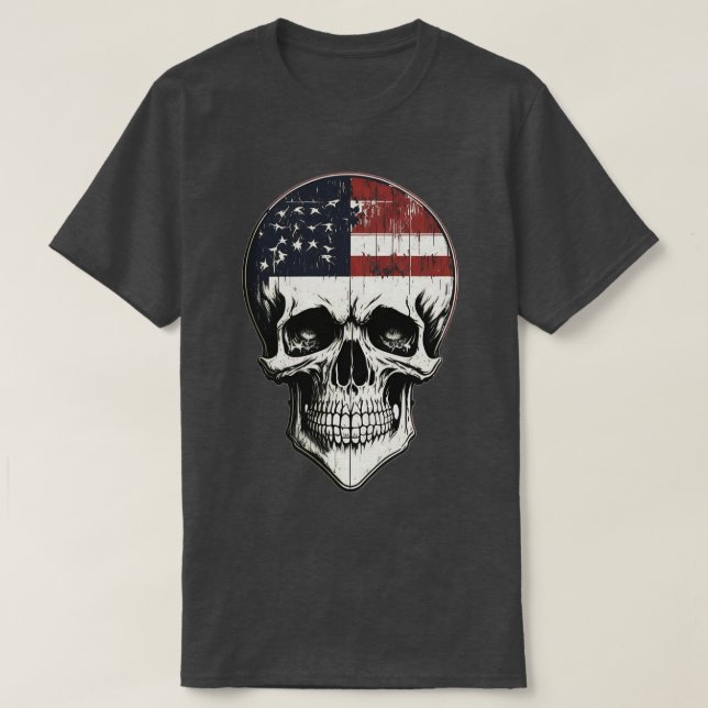 Camiseta Esqueleto Patriótico Skull Estados Unidos 4 De Jul (Diseño del anverso)