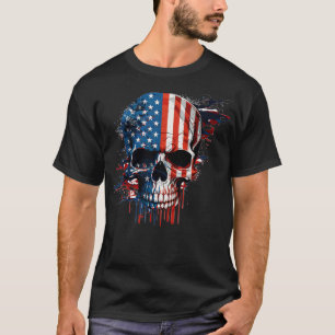 Camiseta Esqueleto Patriótico Skull Estados Unidos 4 De Jul