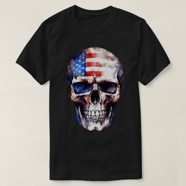 Camiseta Esqueleto Patriótico Skull Estados Unidos 4 De Jul (Diseño del anverso)