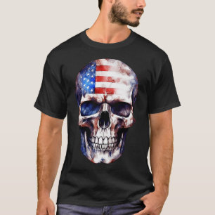 Camiseta Esqueleto Patriótico Skull Estados Unidos 4 De Jul