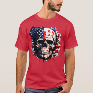 Camiseta Esqueleto Patriótico Skull Estados Unidos 4 De Jul