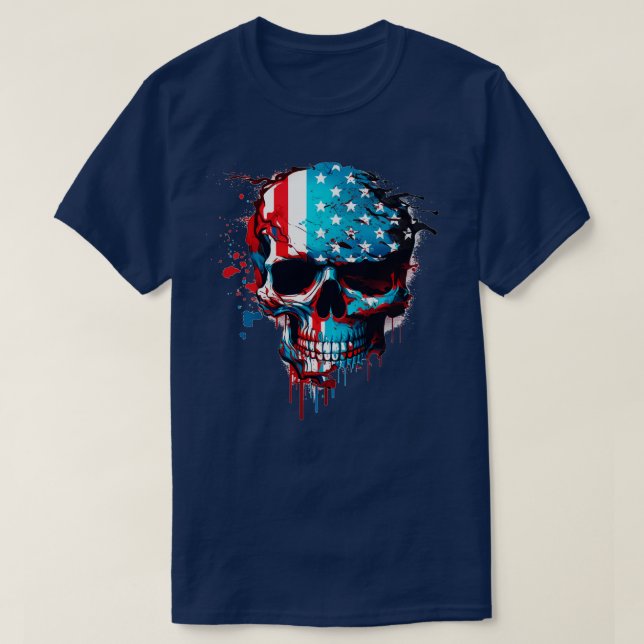 Camiseta Esqueleto Patriótico Skull Estados Unidos 4 De Jul (Diseño del anverso)
