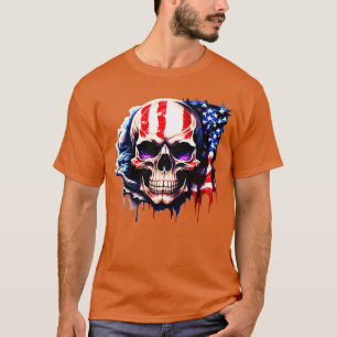 Camiseta Esqueleto Patriótico Skull Estados Unidos 4 De Jul