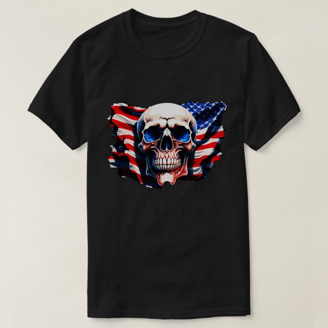 Camiseta Esqueleto Patriótico Skull Estados Unidos 4 De Jul (Diseño del anverso)