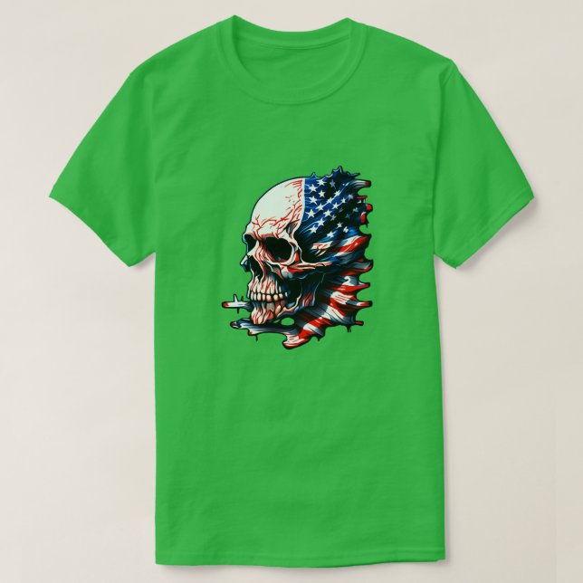Camiseta Esqueleto Patriótico Skull Estados Unidos 4 De Jul (Diseño del anverso)