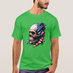 Camiseta Esqueleto Patriótico Skull Estados Unidos 4 De Jul