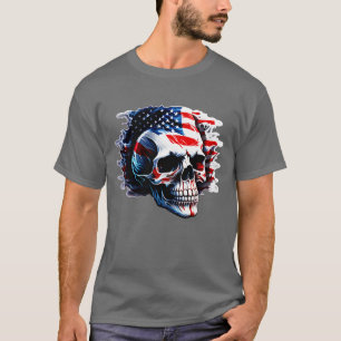 Camiseta Esqueleto Patriótico Skull Estados Unidos 4 De Jul
