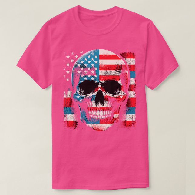Camiseta Esqueleto Patriótico Skull Estados Unidos 4 De Jul (Diseño del anverso)