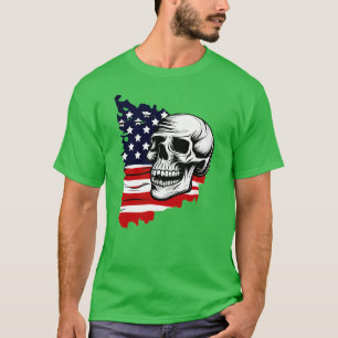 Camiseta Esqueleto Patriótico Skull Estados Unidos 4 De Jul