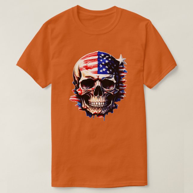 Camiseta Esqueleto Patriótico Skull Estados Unidos 4 De Jul (Diseño del anverso)