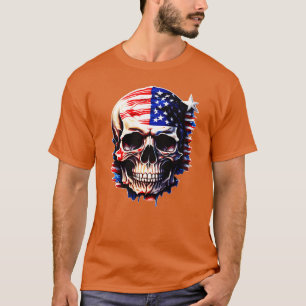 Camiseta Esqueleto Patriótico Skull Estados Unidos 4 De Jul