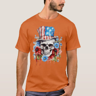 Camiseta Esqueleto Patriótico Skull Estados Unidos 4 De Jul
