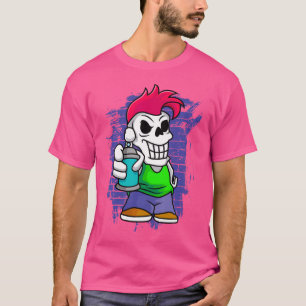 Camiseta Esqueleto punk Con Spray Can Fraffiti Artist Stree