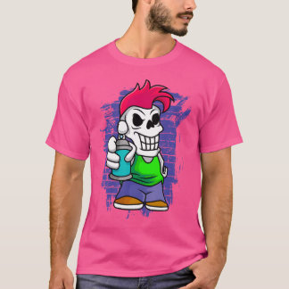 Camiseta Esqueleto punk Con Spray Can Fraffiti Artist Stree